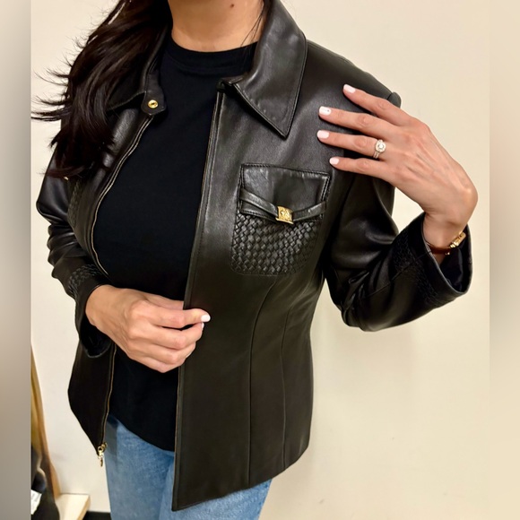 St. John Sport by Marie Gray black leather jacket - Picture 12 of 14